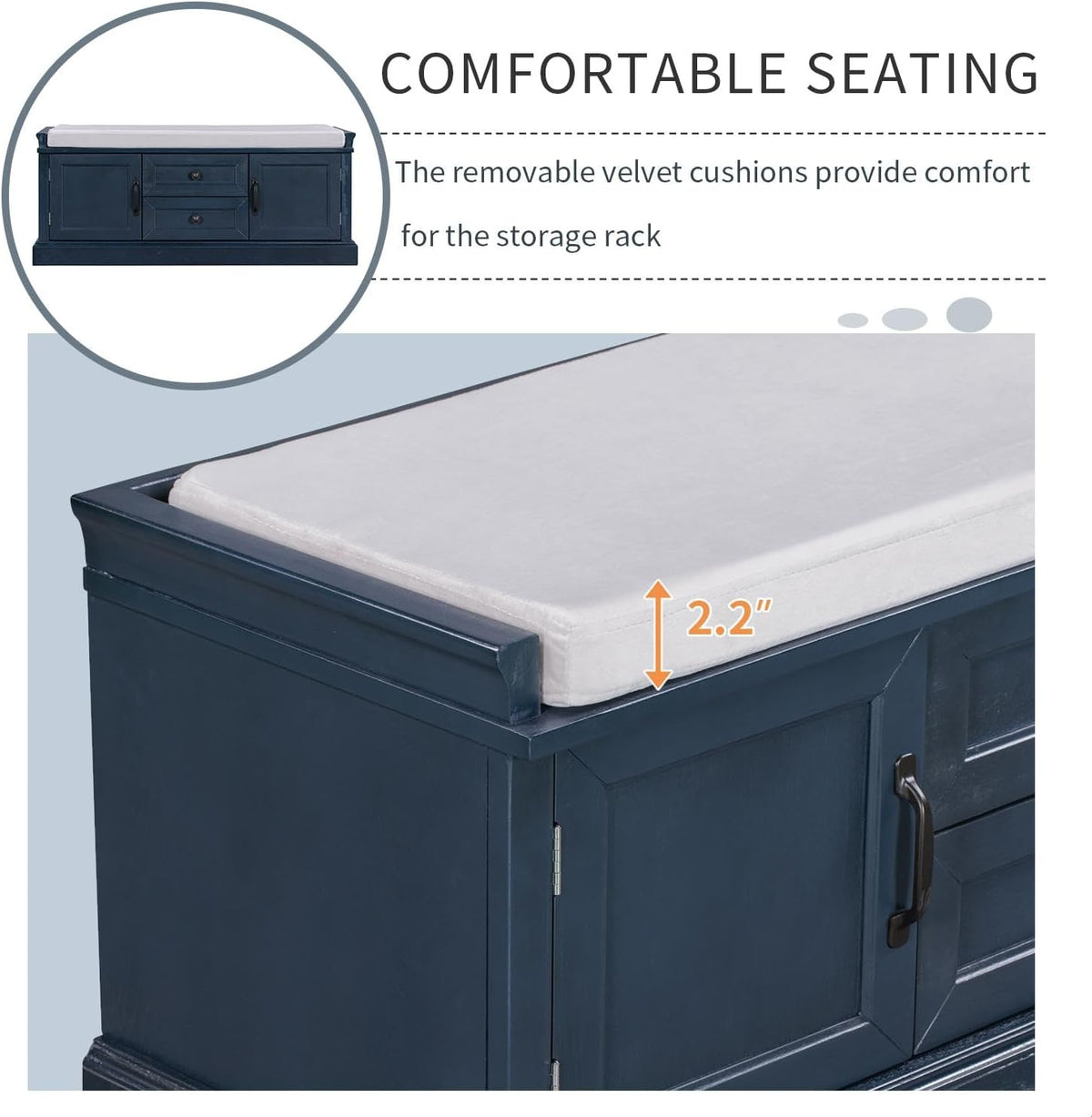 4-Door 2-Drawer Storage Bench