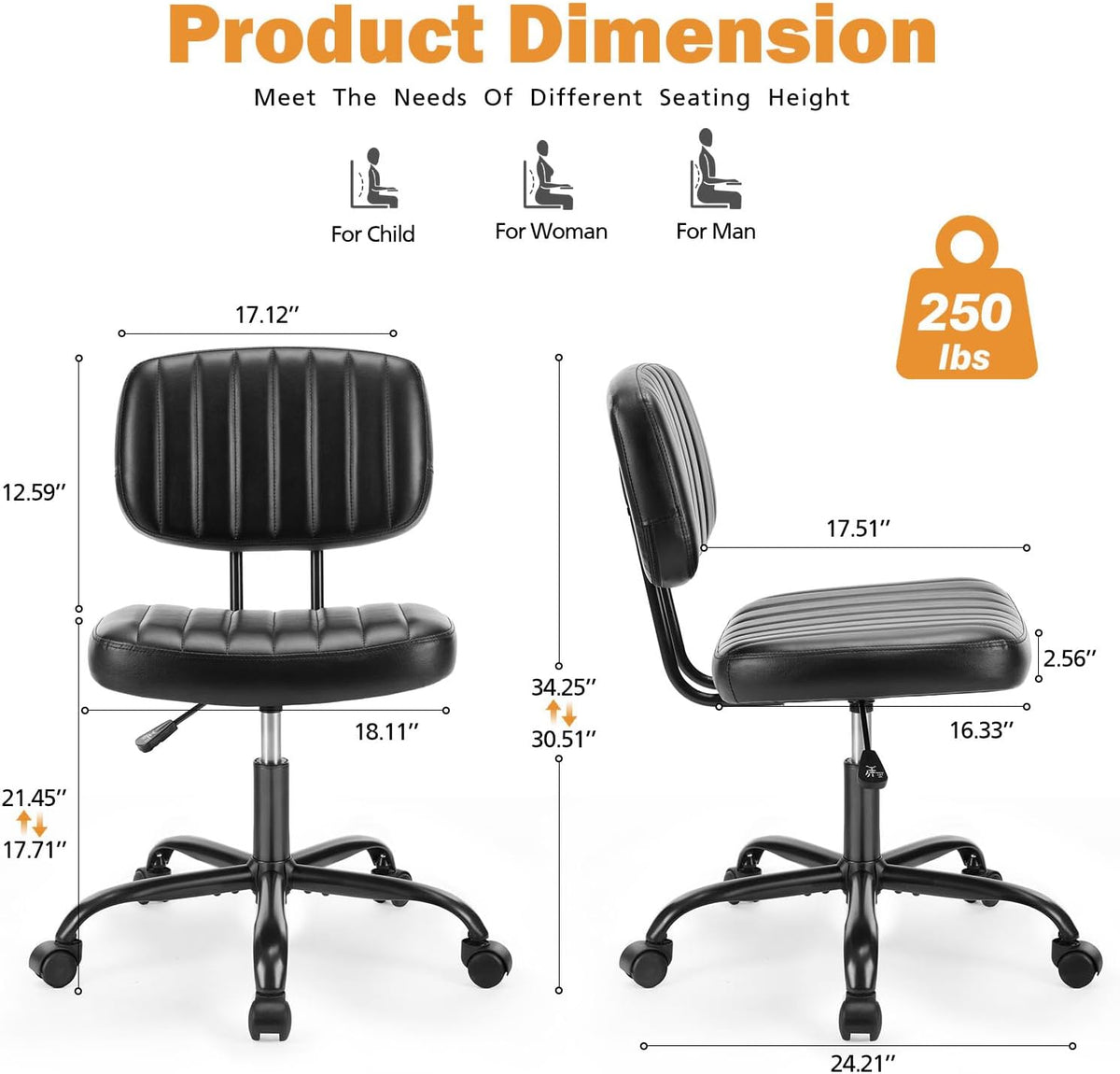 Armless Desk Chair
