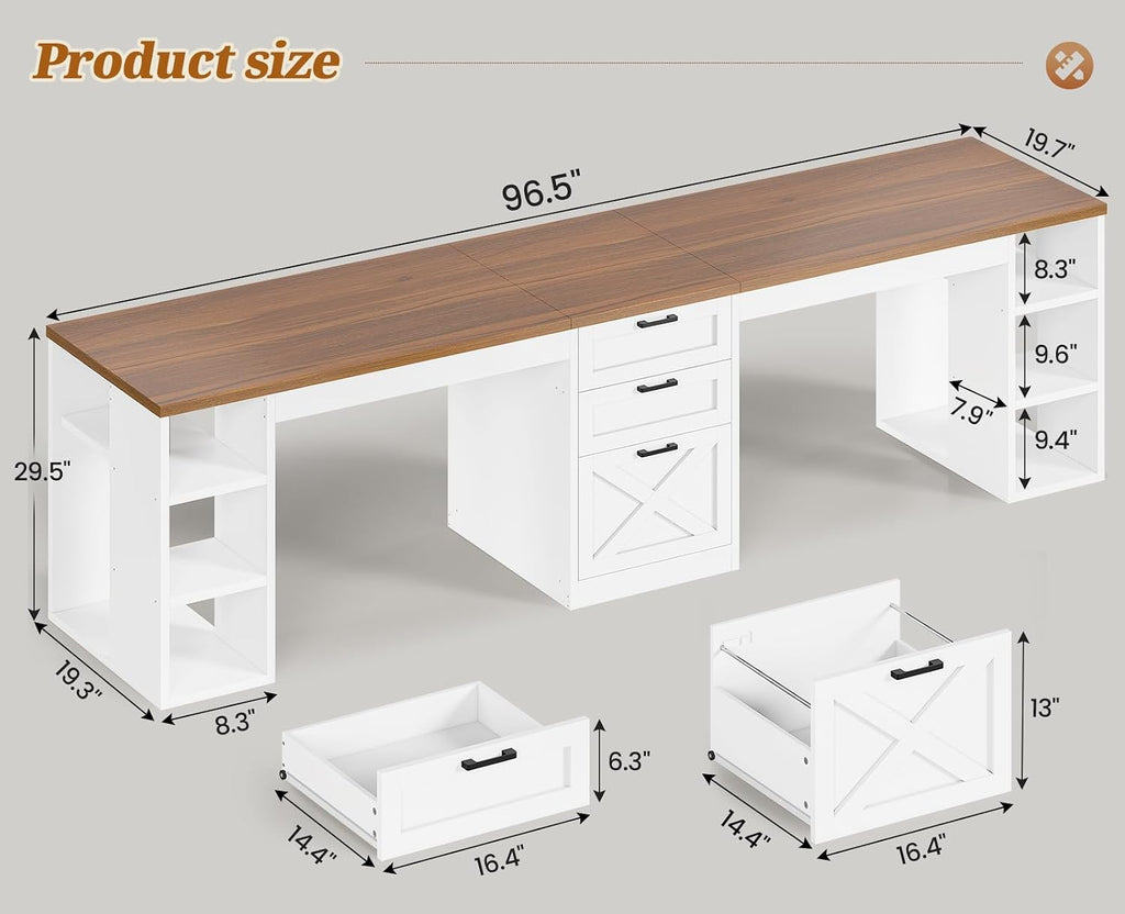 96.5" Farmhouse 2 Person Desk