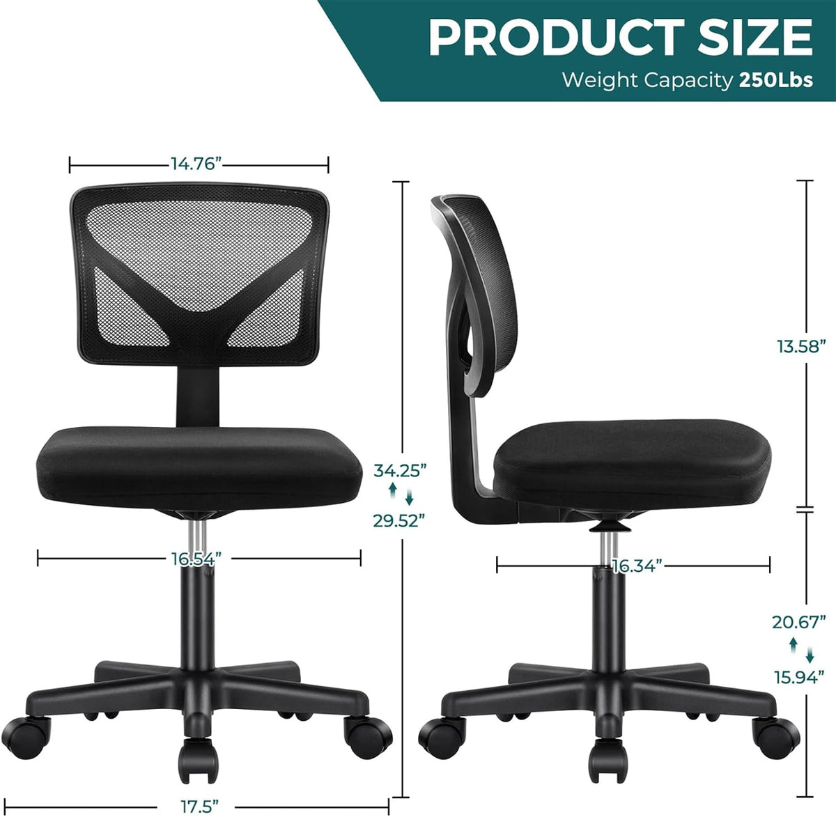 Armless Mesh Desk Chair