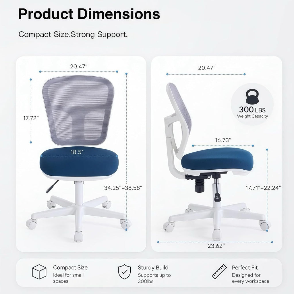 Small Armless Swivel Desk Chair