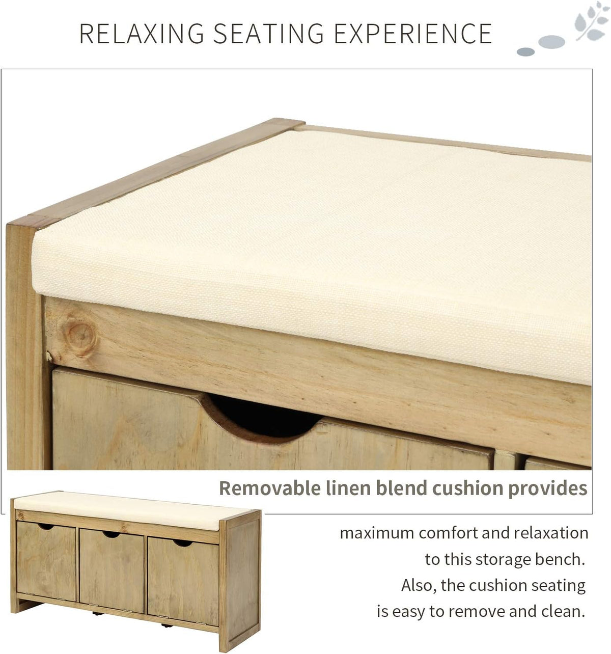 Storage Bench with 3 Flip Cubbies