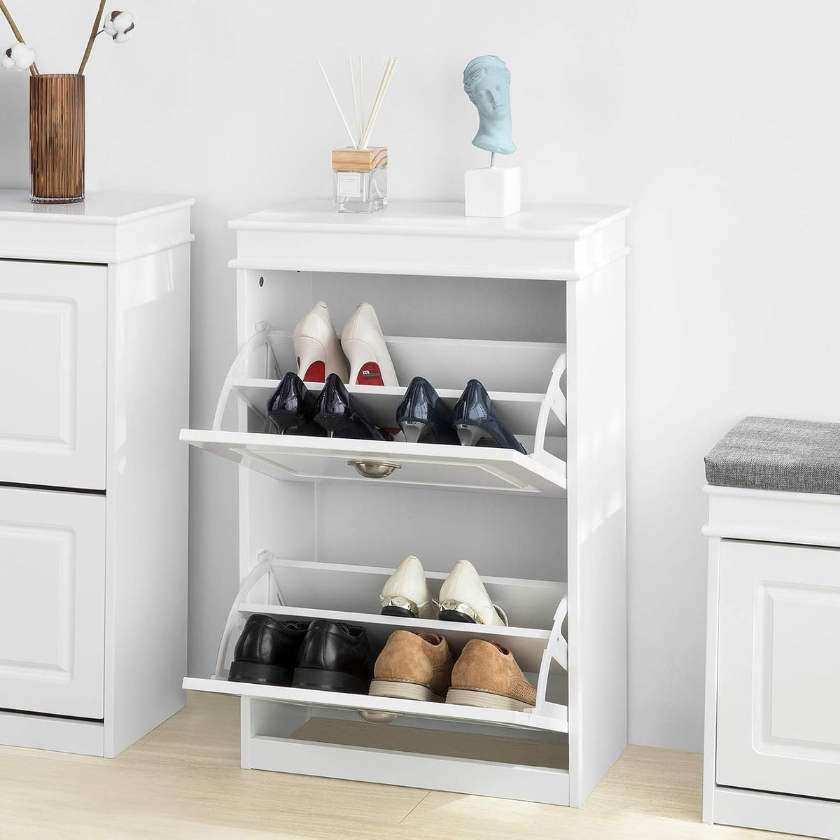 White Shoe Storage Bench