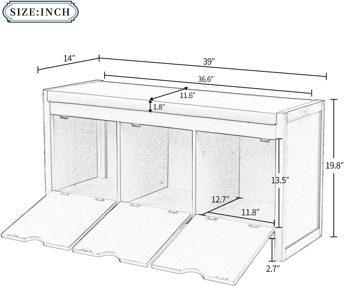 3 Flip Cubby Storage Bench