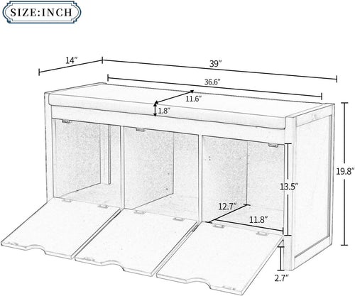 3 Flip Cubby Storage Bench