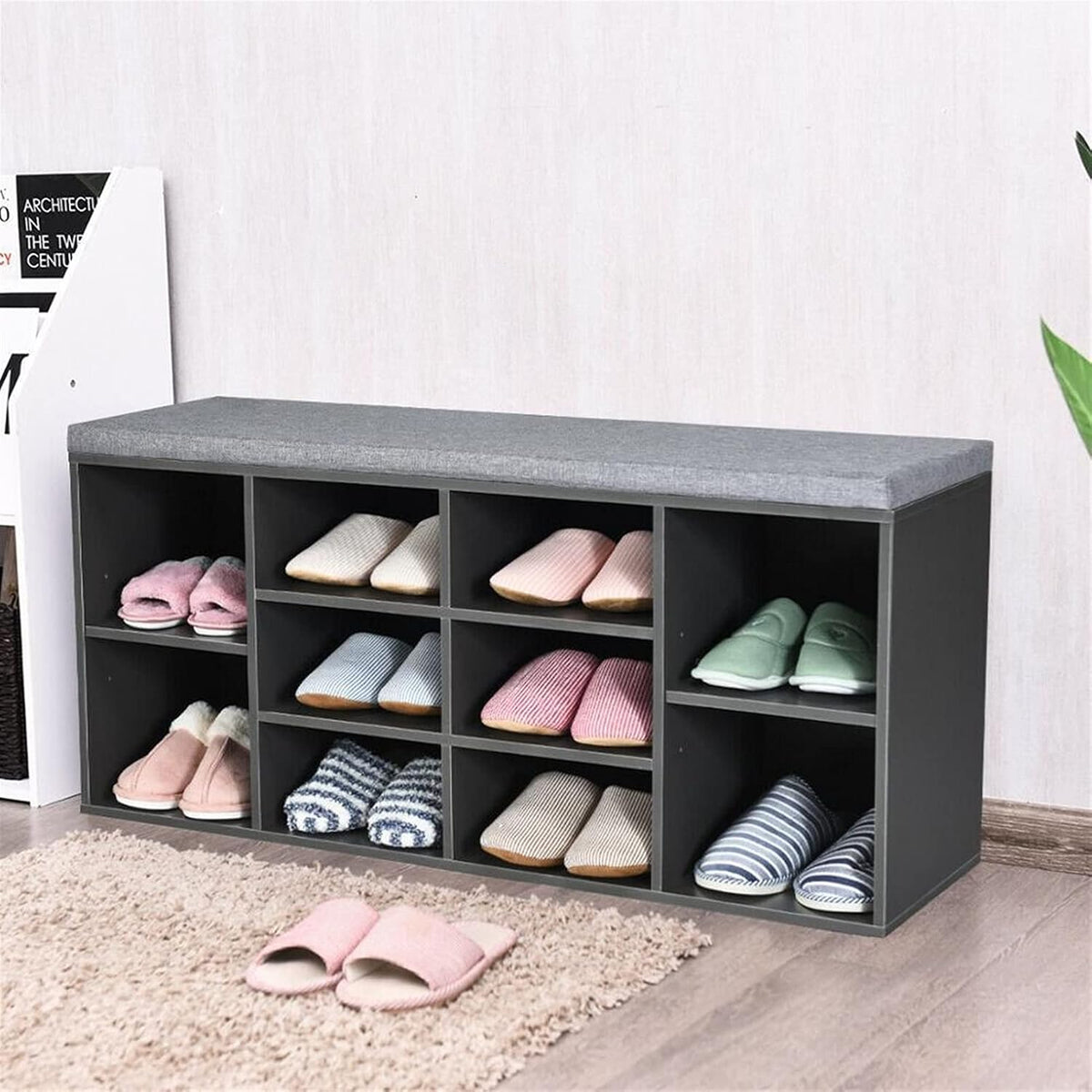 10-Cube Shoe Storage Bench