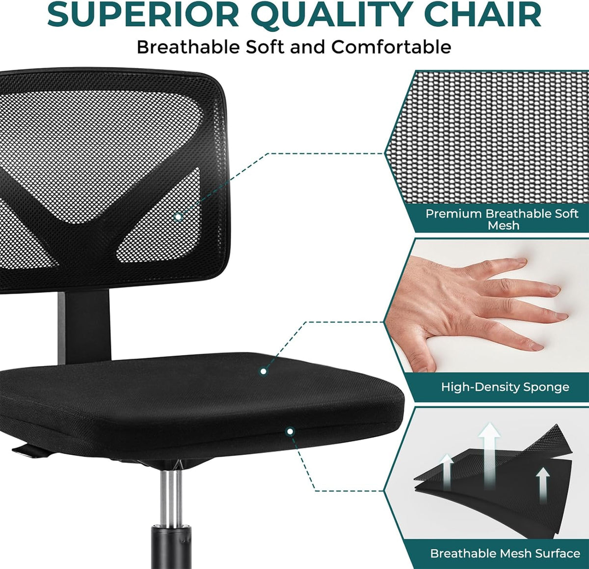 Armless Mesh Desk Chair