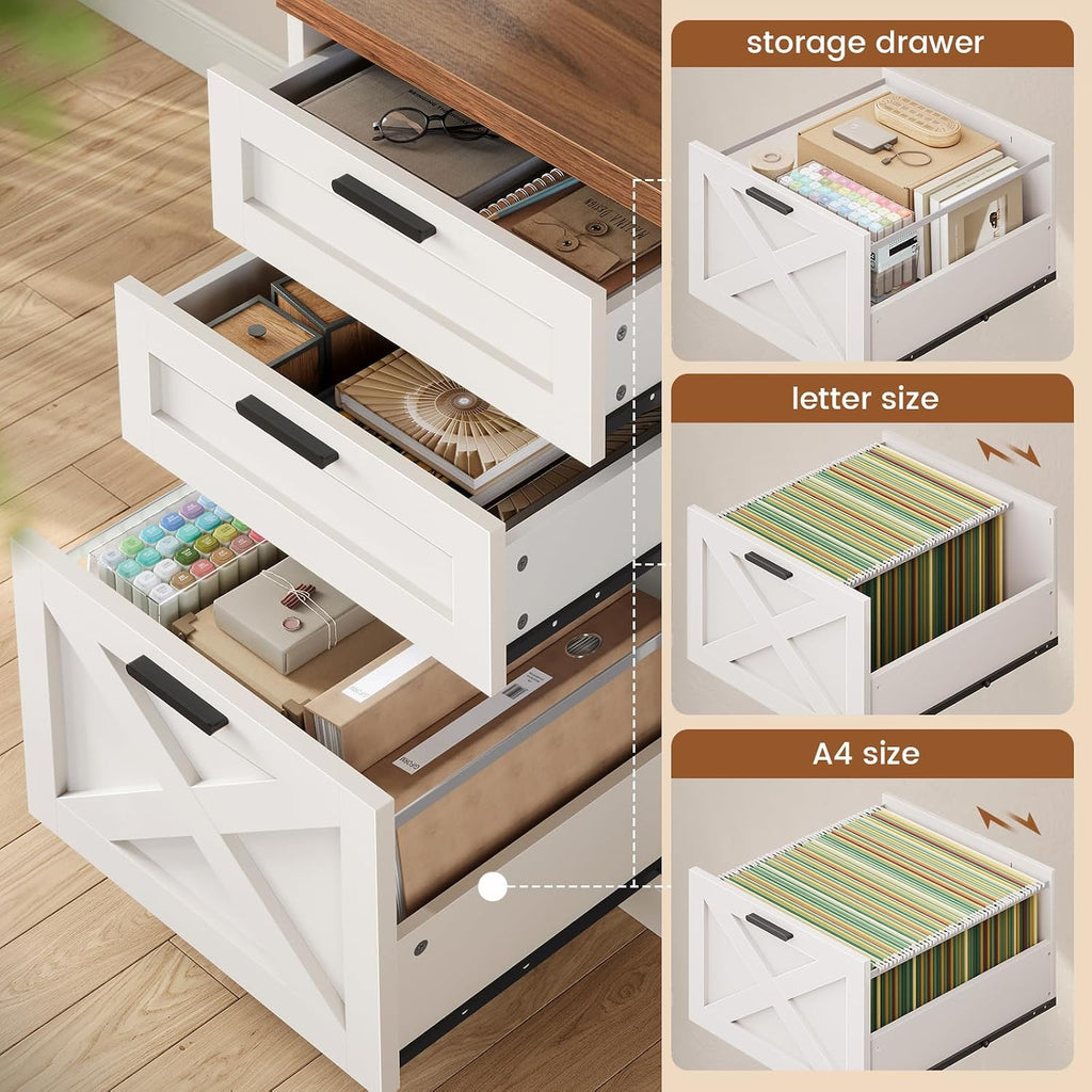 55.1" Farmhouse 3-Drawer Office Desk