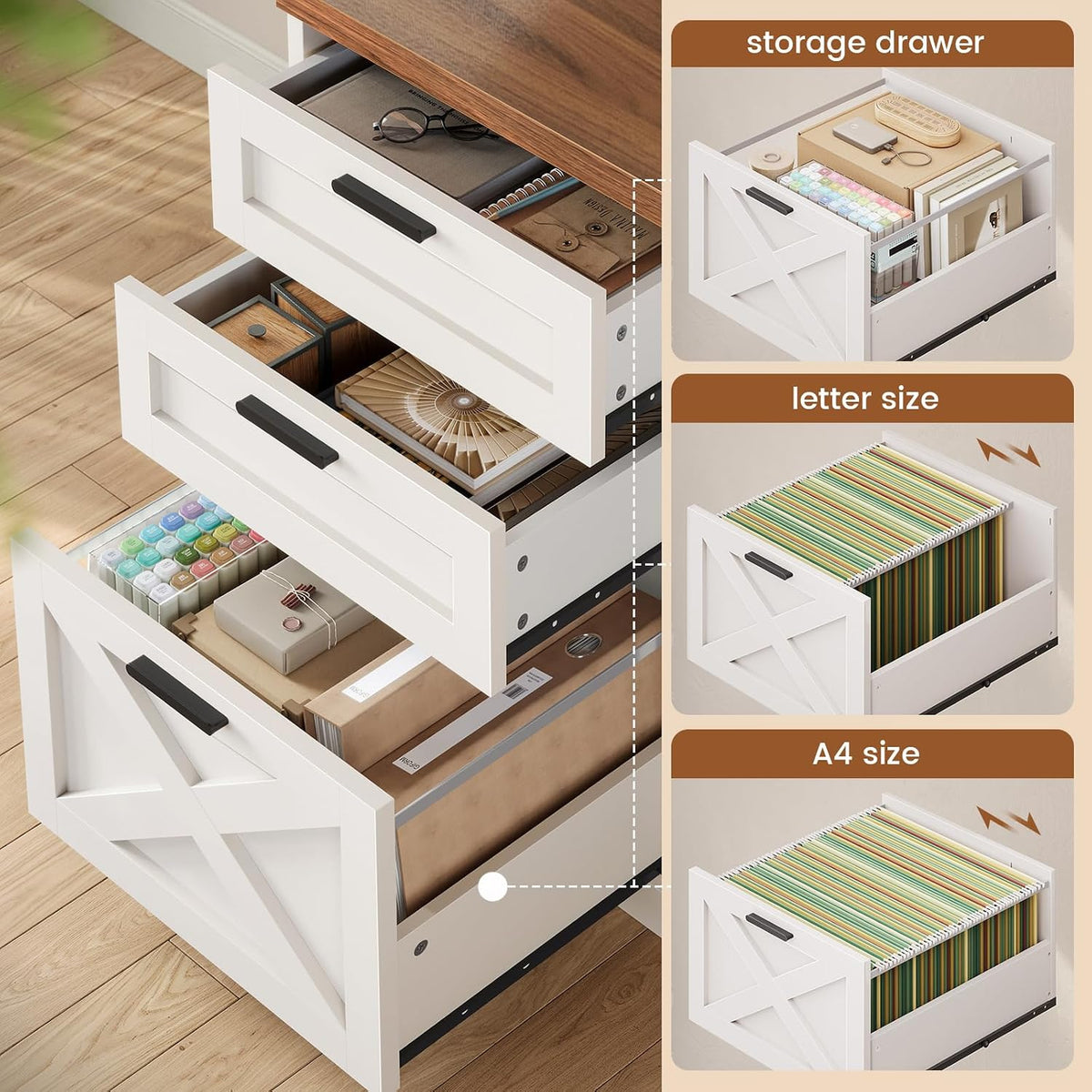 55.1" Farmhouse 3-Drawer Office Desk