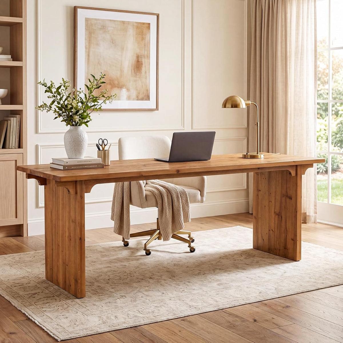 70.87" Farmhouse Solid Wood Executive Desk