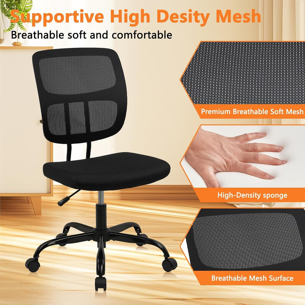 Armless Mesh Desk Chair