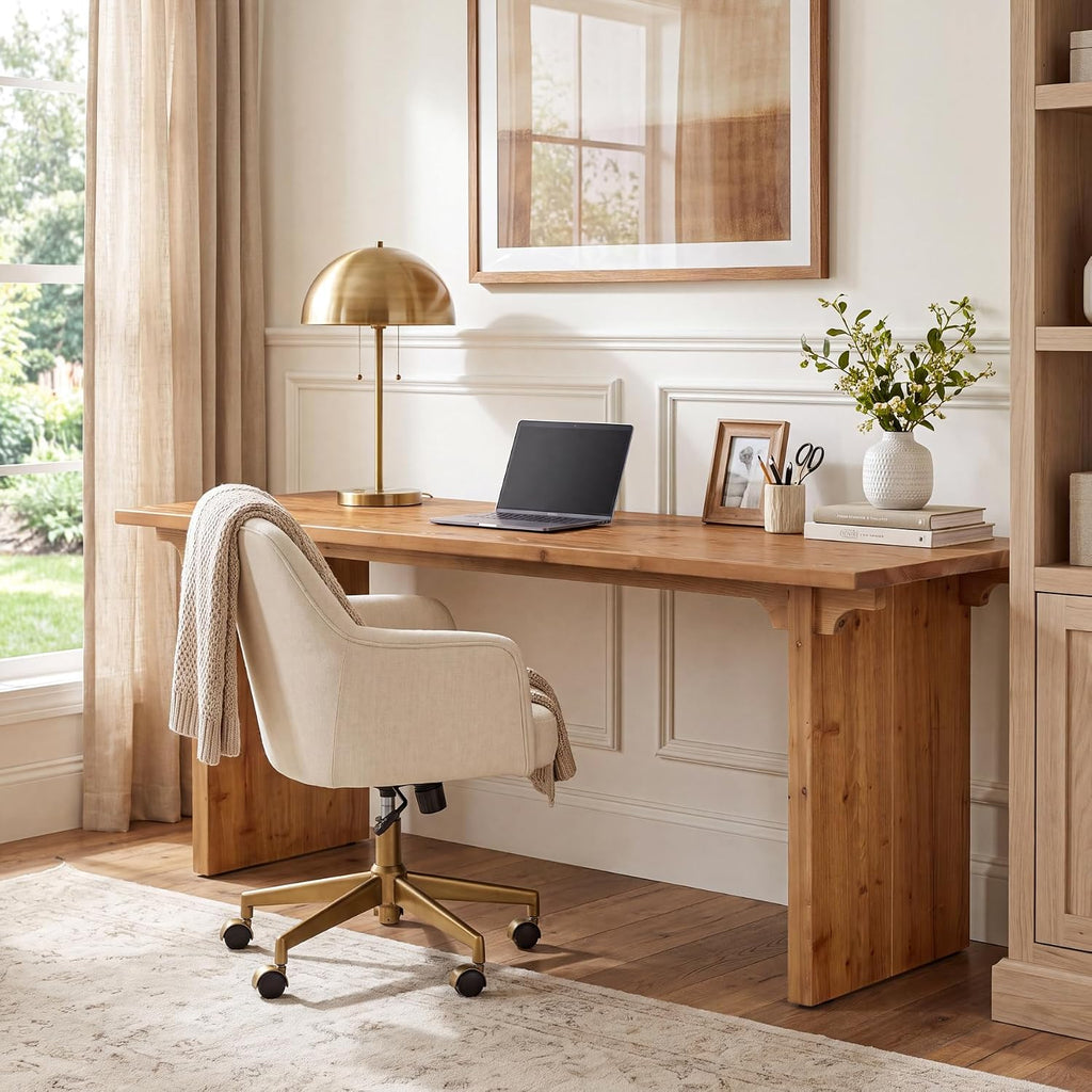 70.87" Farmhouse Solid Wood Executive Desk