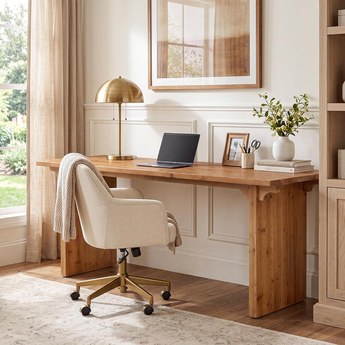70.87" Farmhouse Solid Wood Executive Desk