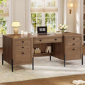 63" Executive Desk with 6 Drawers & 2 Cabinets