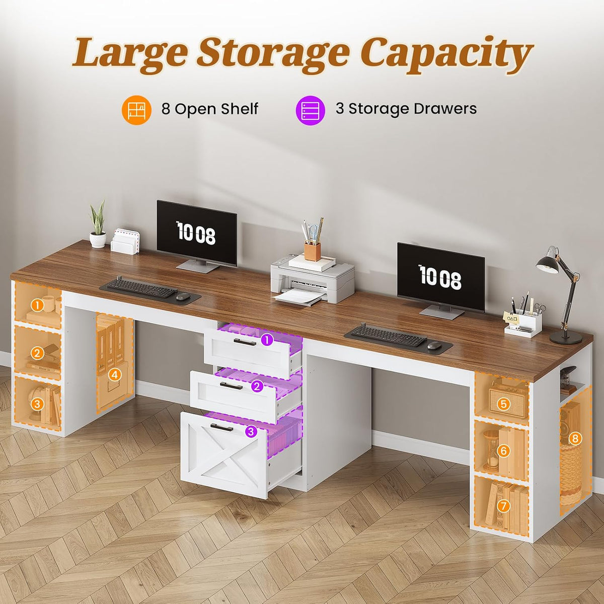 96.5" Farmhouse 2 Person Desk