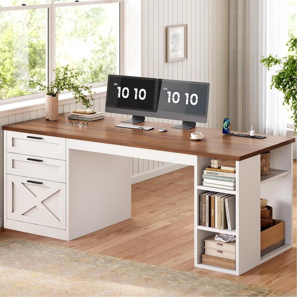 55.1" Farmhouse 3-Drawer Office Desk