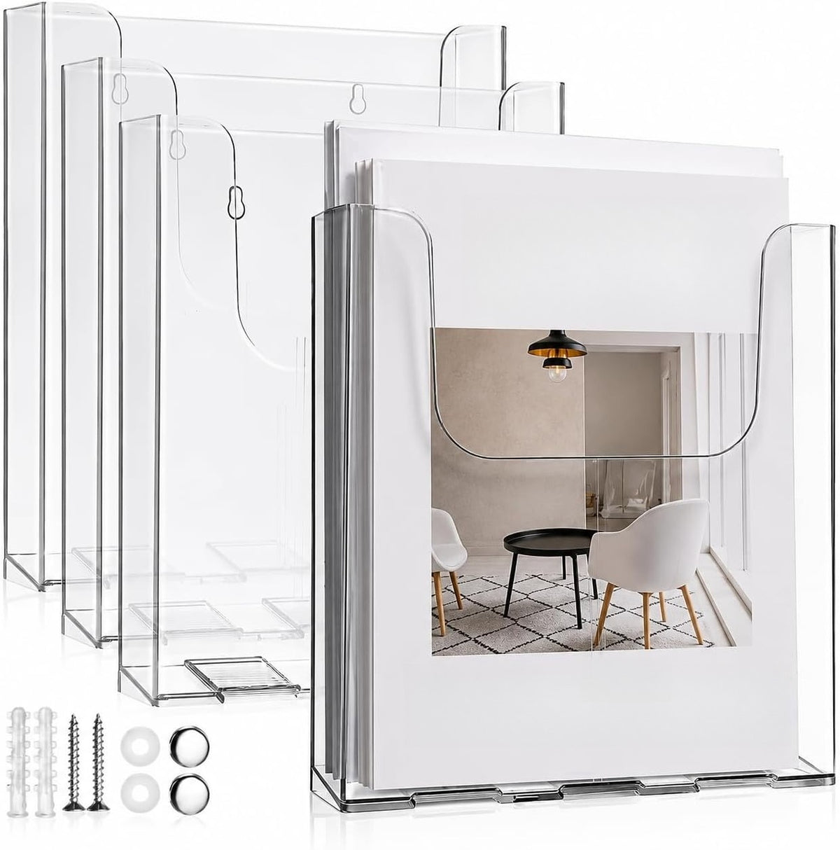 4-Pack Acrylic Wall File Organizer