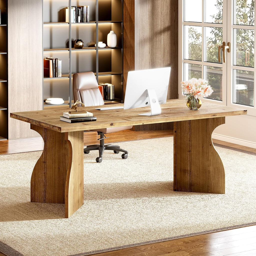 63" Farmhouse Solid Wood Executive Desk