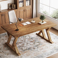 63" Farmhouse Solid Wood Executive Desk Rustic Brown