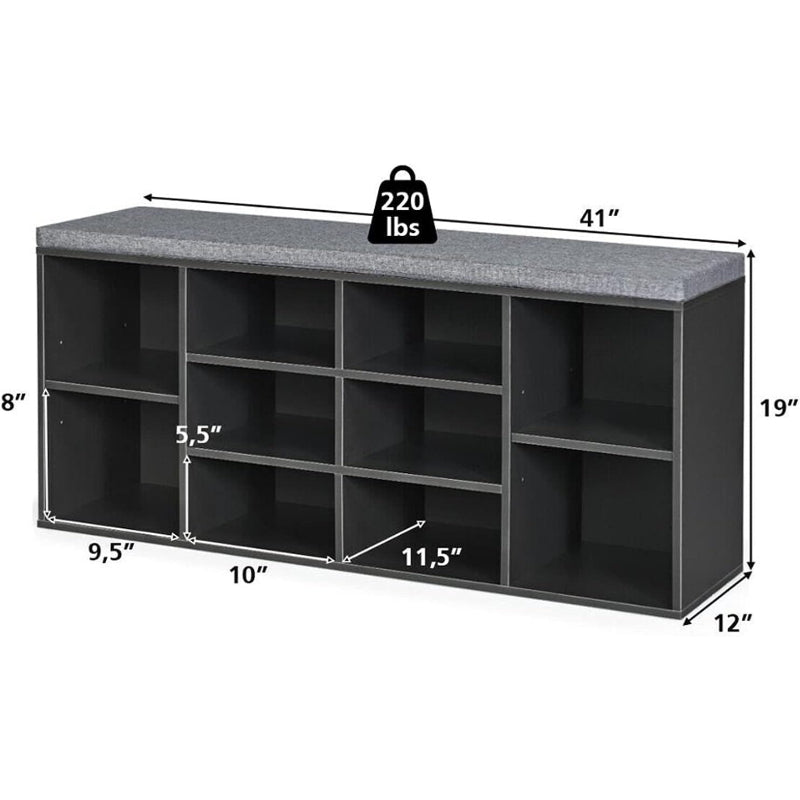 10-Cube Shoe Storage Bench