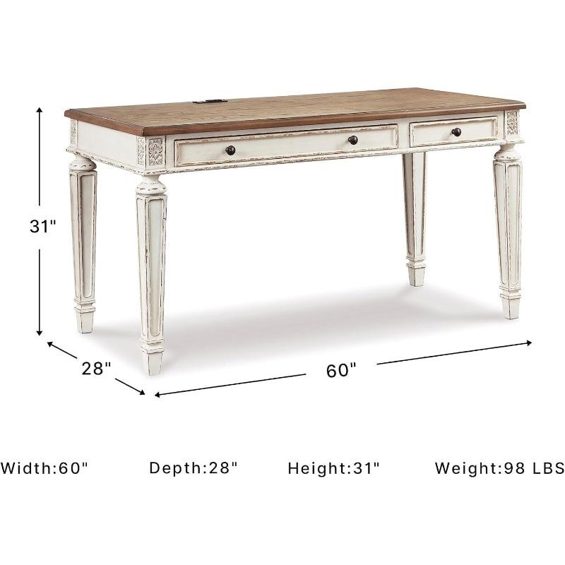 60" Farmhouse Desk Chipped White