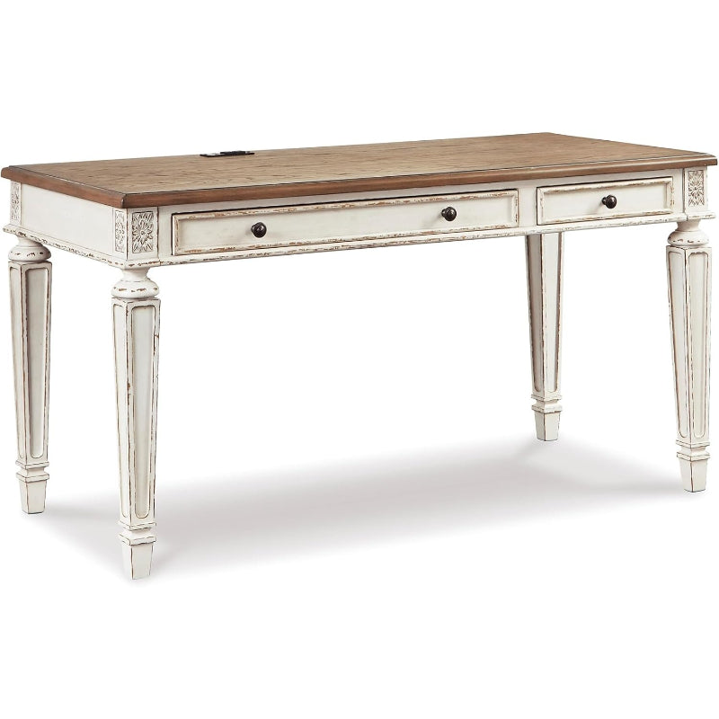 60" Farmhouse Desk Chipped White